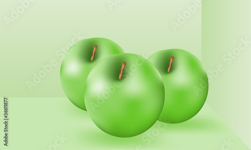 Three green apple