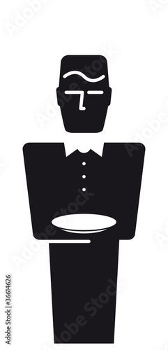 Butler mit leerem Tablett
