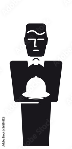 Butler mit Glasglocke