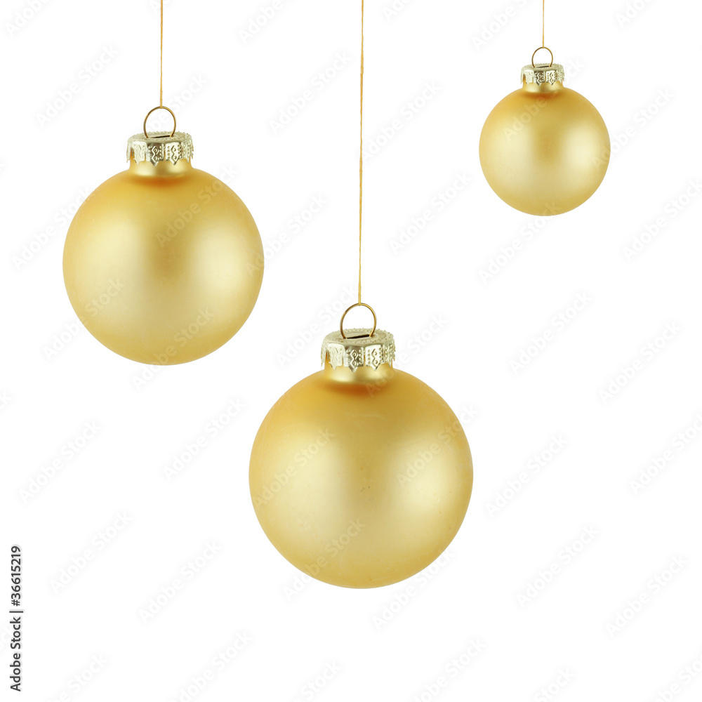 Golden Christmas baubles Golden Christmas baubles