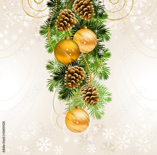 Christmas background with fir tree