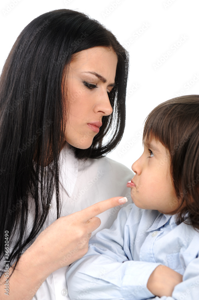 Boy confronts his mother who is threatening him Boy confronts his mother who is threatening him