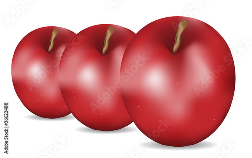 Three red apple