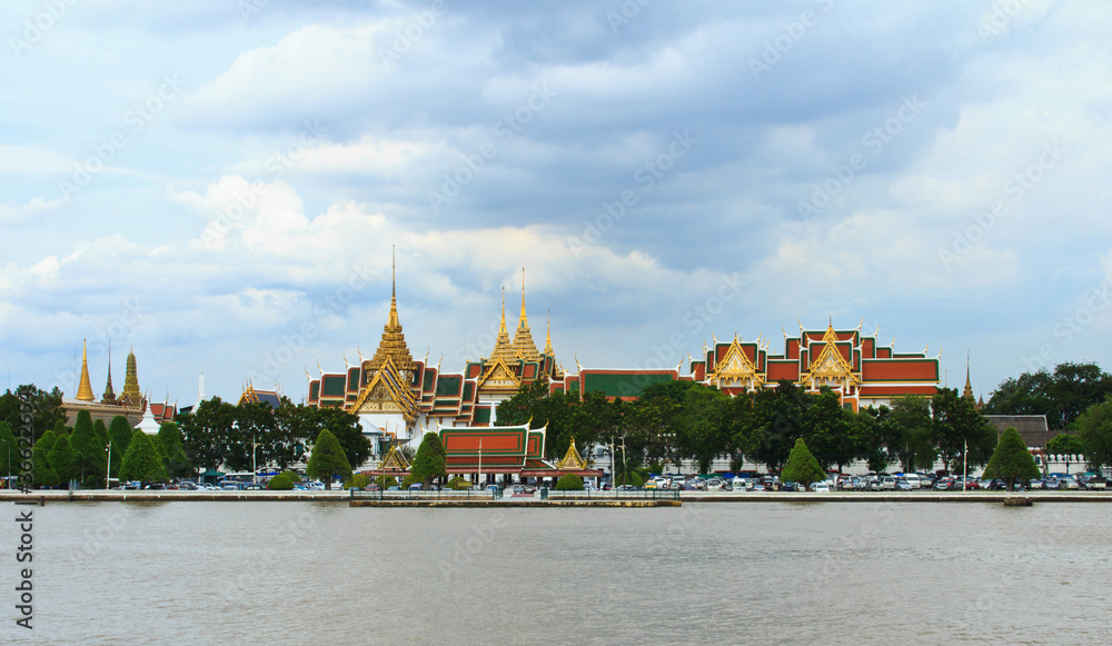 Wat Phra Kaew with Chao Phra ya river in Bangkok Thailand