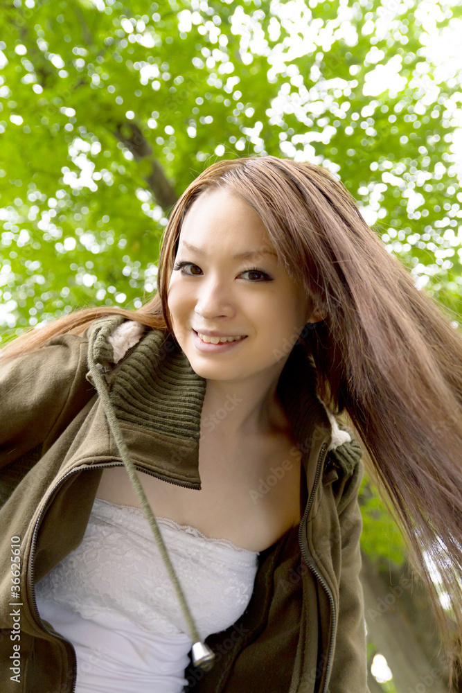 Beautiful young woman in the forest Beautiful young woman in the forest