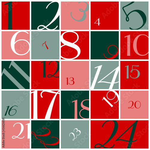 Advent Calendar Numbers Red/Green/White