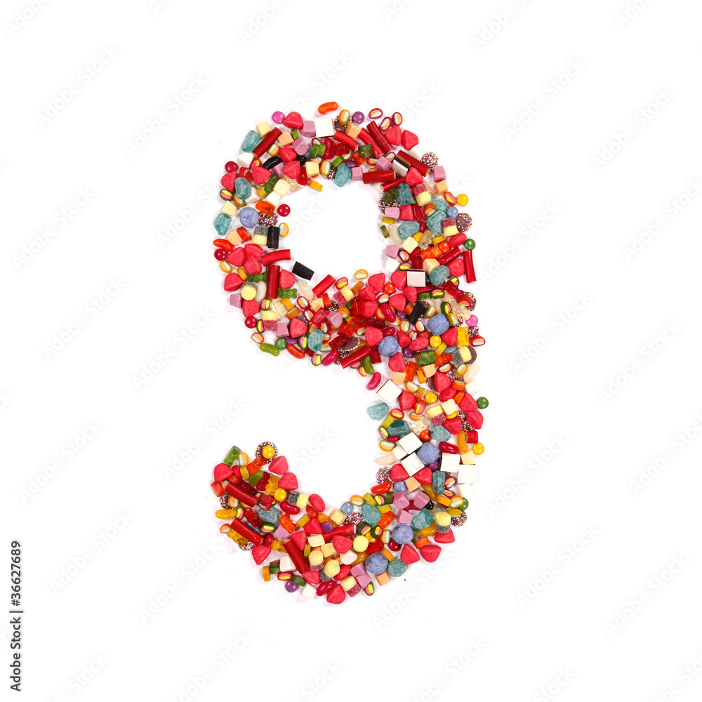 Candy letter on white background