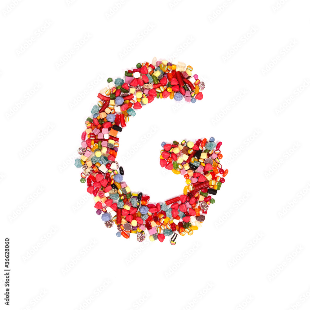Candy letter on white background Candy letter on white background