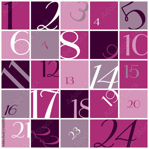 Advent Calendar Numbers Pink/Purple/White