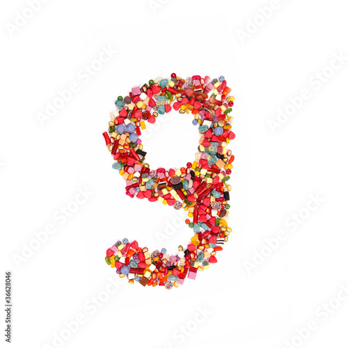 Candy letter on white background