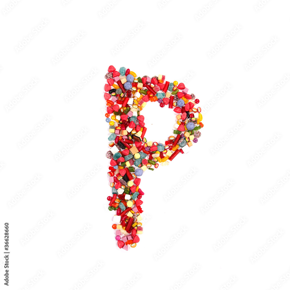 Candy letter on white background