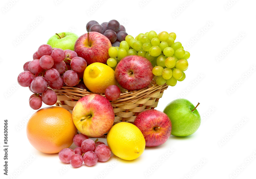 assorted fruit on white background assorted fruit on white background