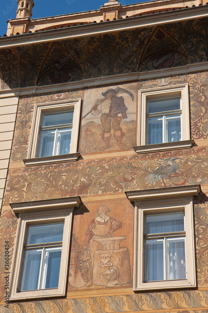 Façade peinte à Prague