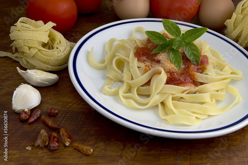 tagliatelle and basil