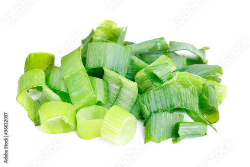 fresh sliced onions  isolated on  white
