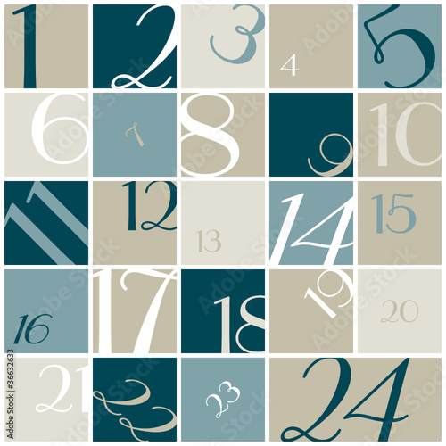 Wallpaper Mural Advent Calendar Numbers Blue/Brown Torontodigital.ca