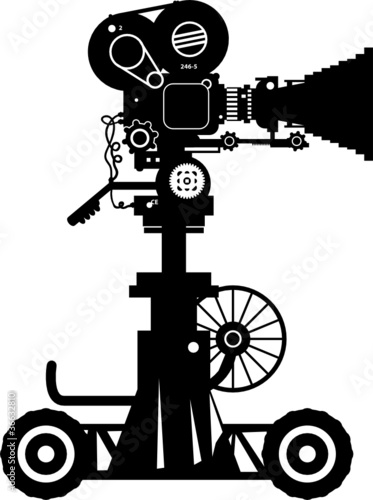 Retro professional cinema film camera, vector