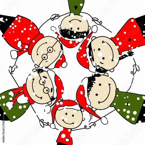 Merry christmas! Happy family illustration for your design