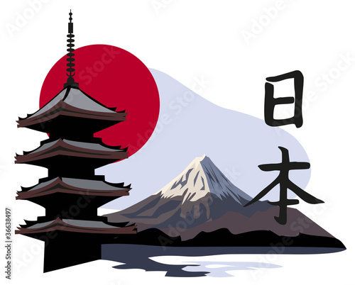 Pagoda Temple and Mount Fuji