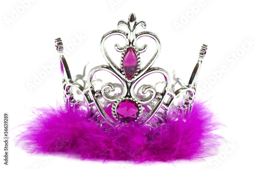 Magenta pink princess crown isolated on white background