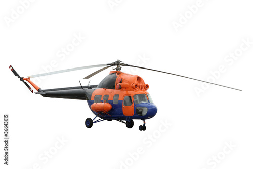 The orange helicopter