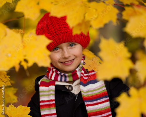 Autumn -portrait of little girl in autumn park