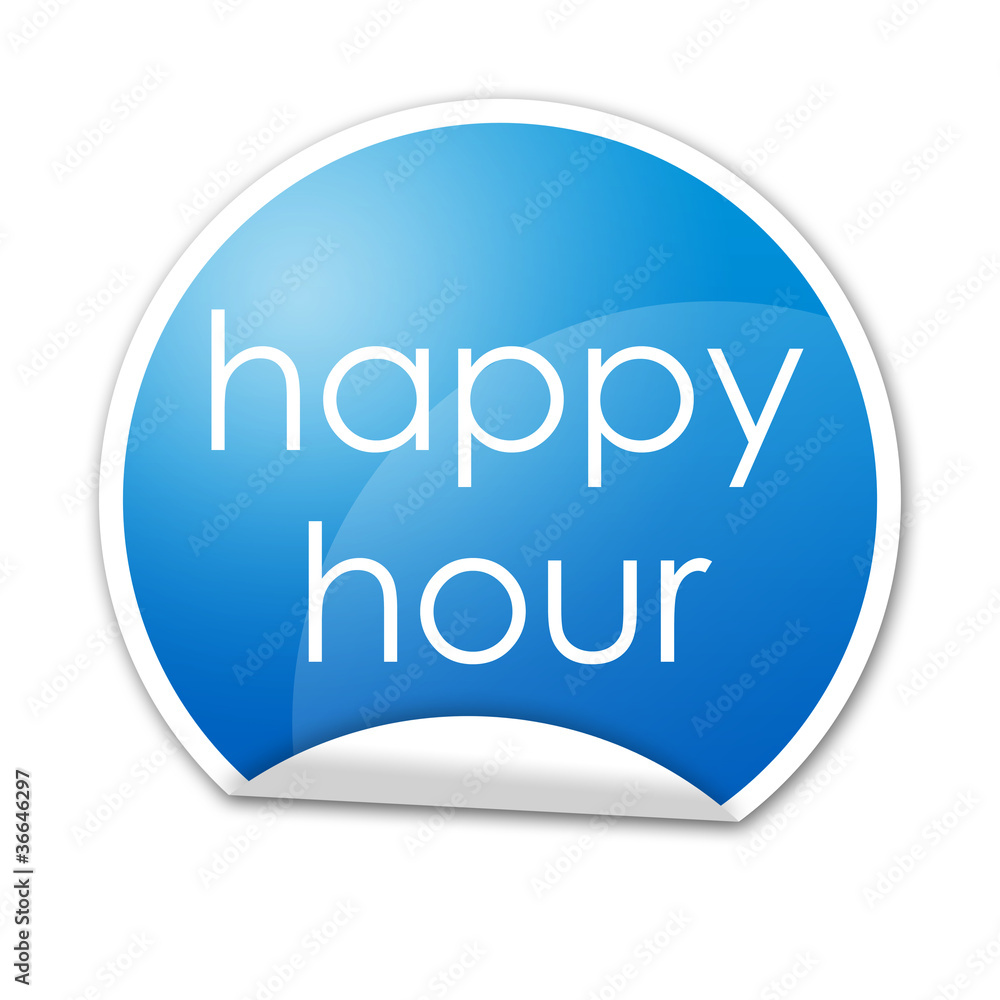 Pegatina happy hour con reborde Pegatina happy hour con reborde