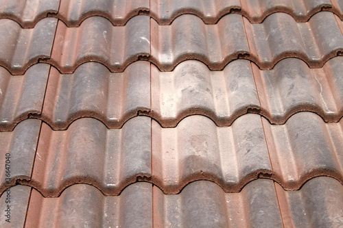 Close-up of tiles on a roof renovation