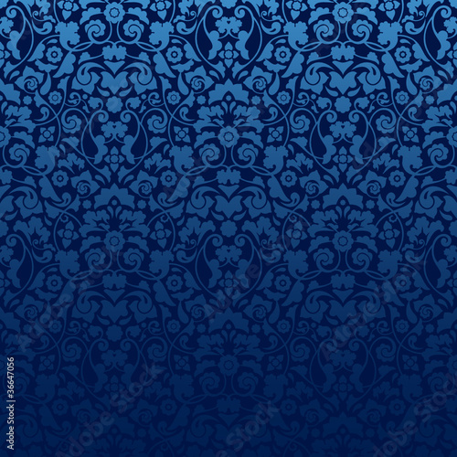 Seamless Damask Pattern Blue