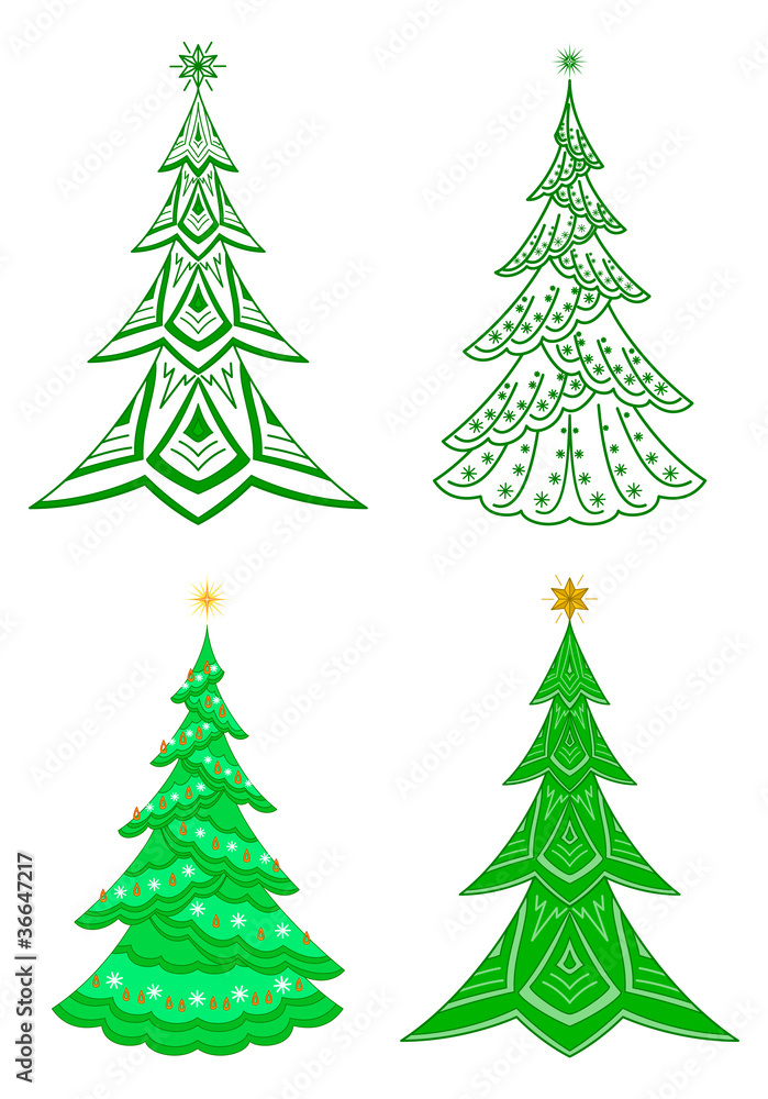 Naklejka Christmas trees, set