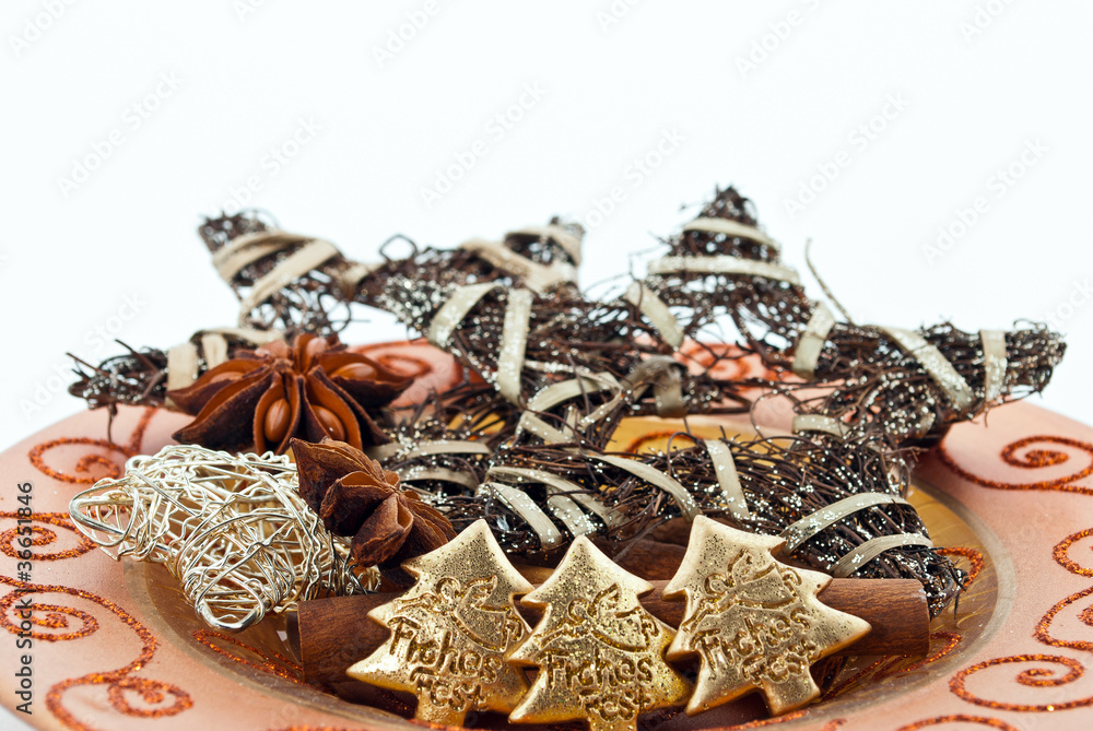 Weihnachtsdeko auf Teller StockFoto Adobe Stock