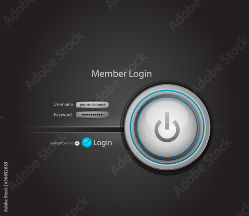 Vector login page with power button