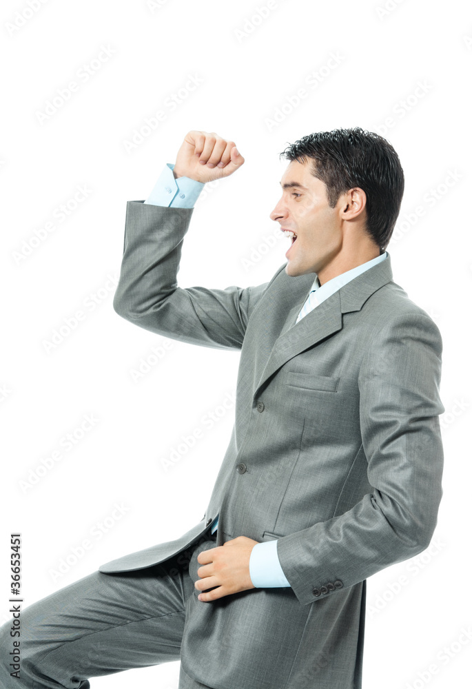 Happy businessman, on white