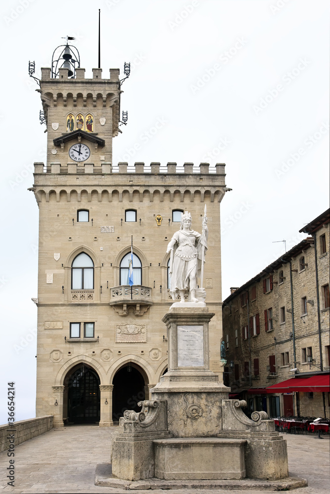 Public Palace and Statue of Liberty in San Marino