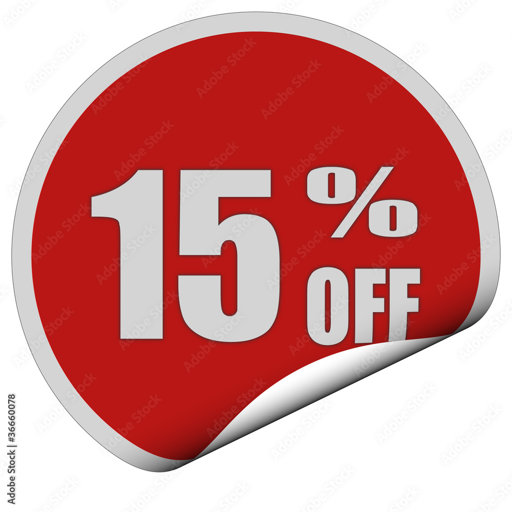 Sticker rot rund curl unten 15 PERCENT OFF Sticker rot rund curl unten 15 PERCENT OFF