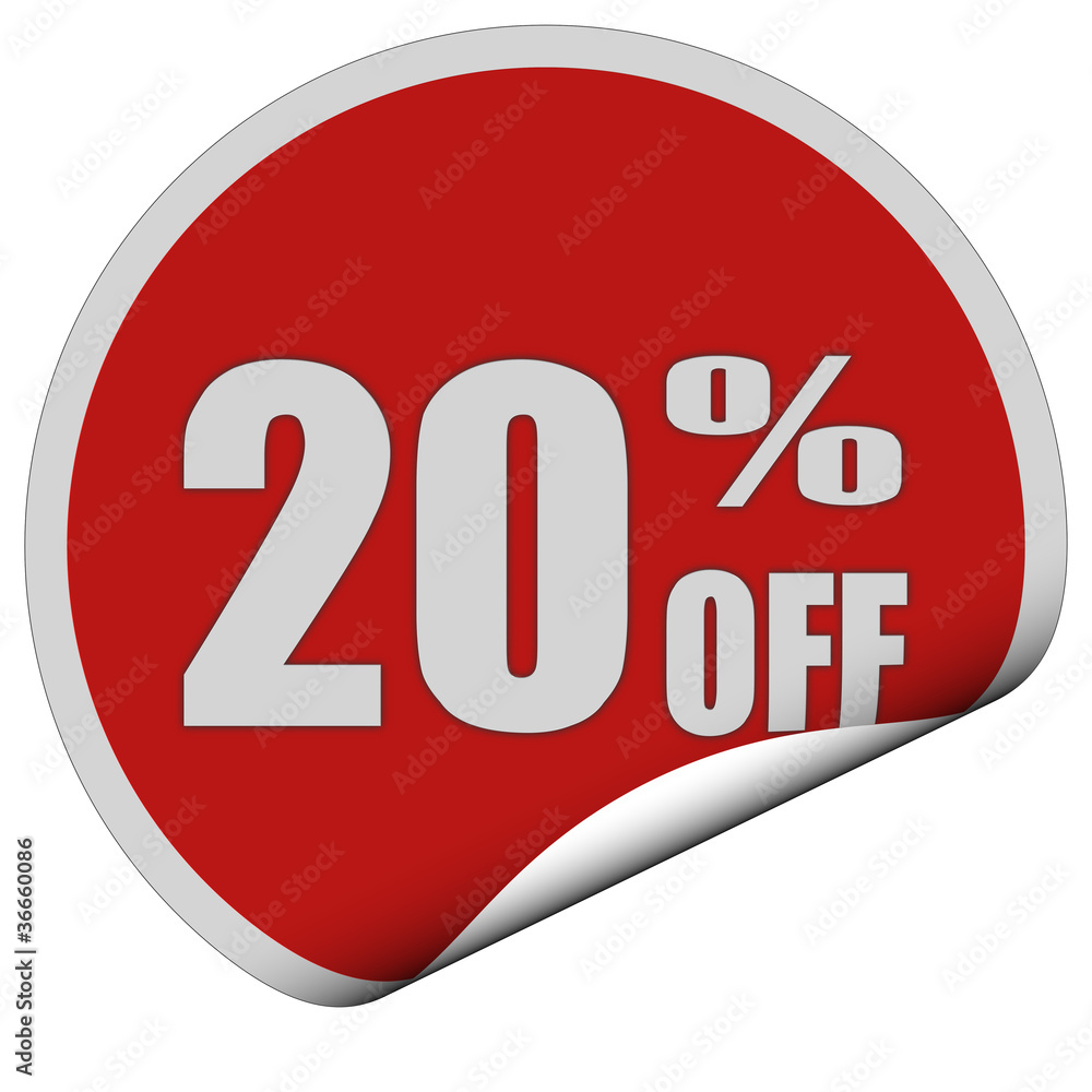 Sticker rot rund curl unten 20 PERCENT OFF Sticker rot rund curl unten 20 PERCENT OFF