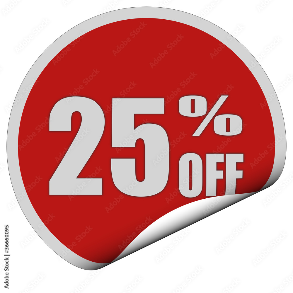 Sticker rot rund curl unten 25 PERCENT OFF Sticker rot rund curl unten 25 PERCENT OFF
