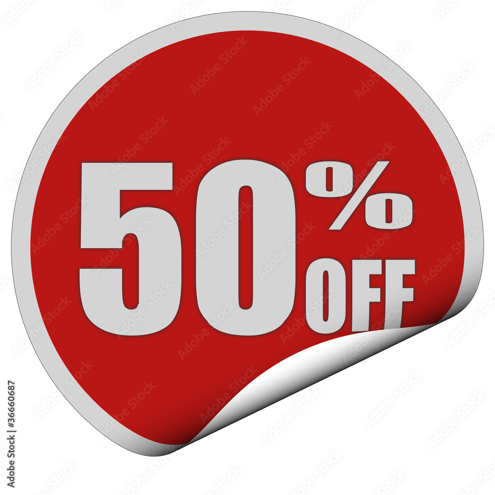 Sticker rot rund curl unten 50 PERCENT OFF Sticker rot rund curl unten 50 PERCENT OFF