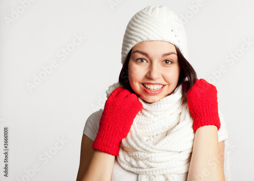 Beautiful christmas girl. Isolated on white background.