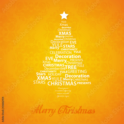 Christmas tree of Christmas words.