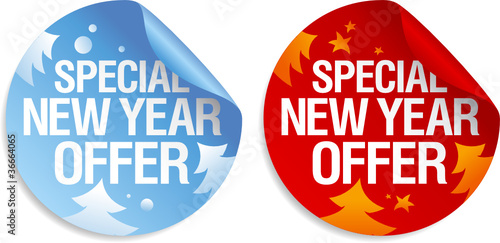 Special New year offer stickers set.