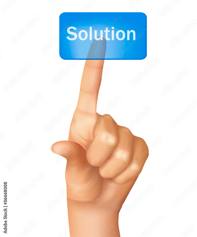 A finger pushing learn solution. Vector illustration. A finger pushing learn solution. Vector illustration.