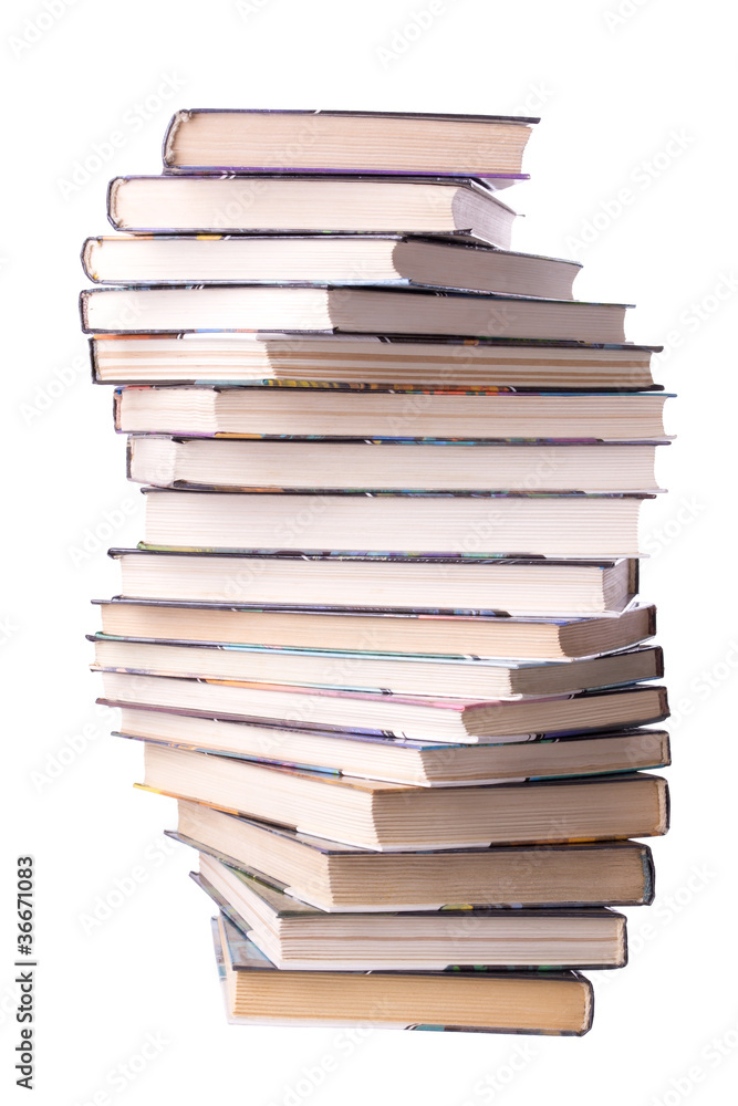 Spiral stack of books isolated on white Spiral stack of books isolated on white