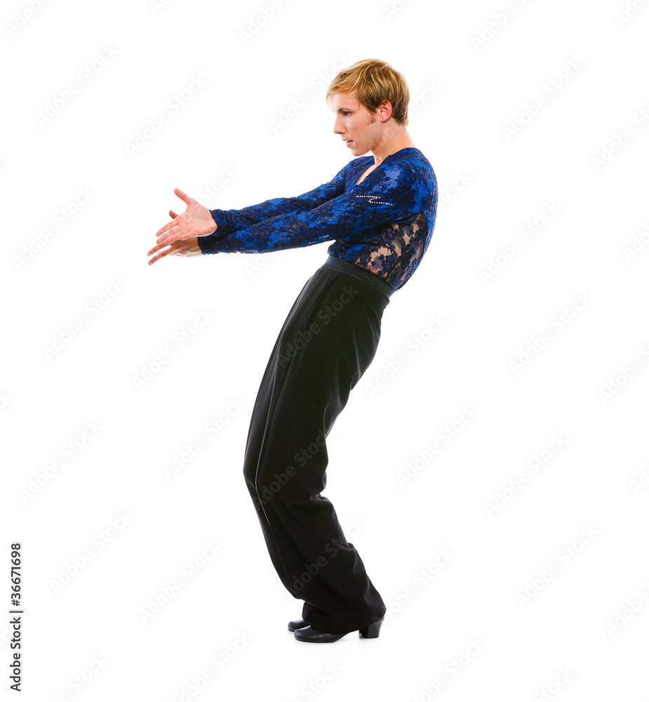 Ballroom male dancer posing on white background Ballroom male dancer posing on white background