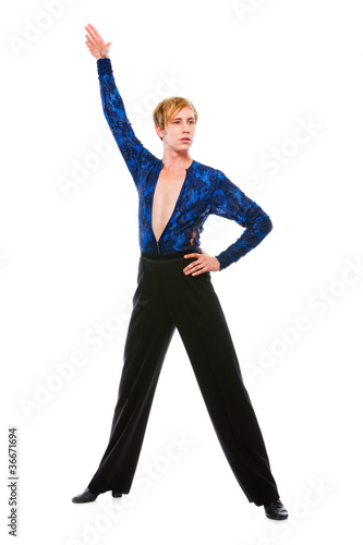Ballroom male dancer in action isolated on white