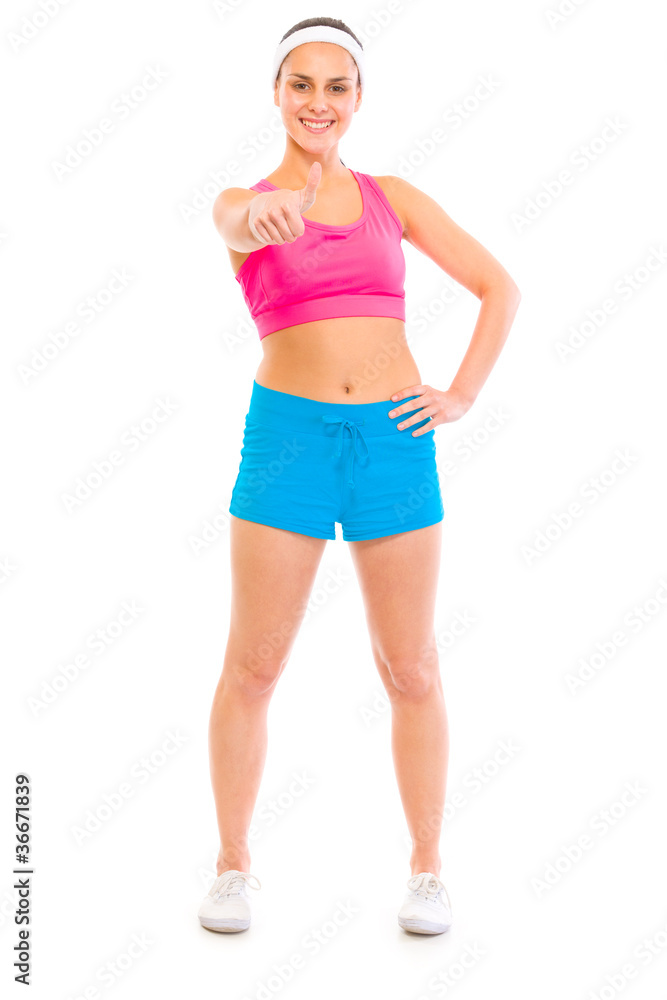 Full length portrait of smiling healthy girl in sportswear Full length portrait of smiling healthy girl in sportswear