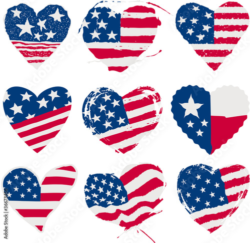 U.S.A. heart grunge flags