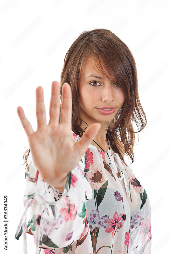 Girl showing her palm Girl showing her palm