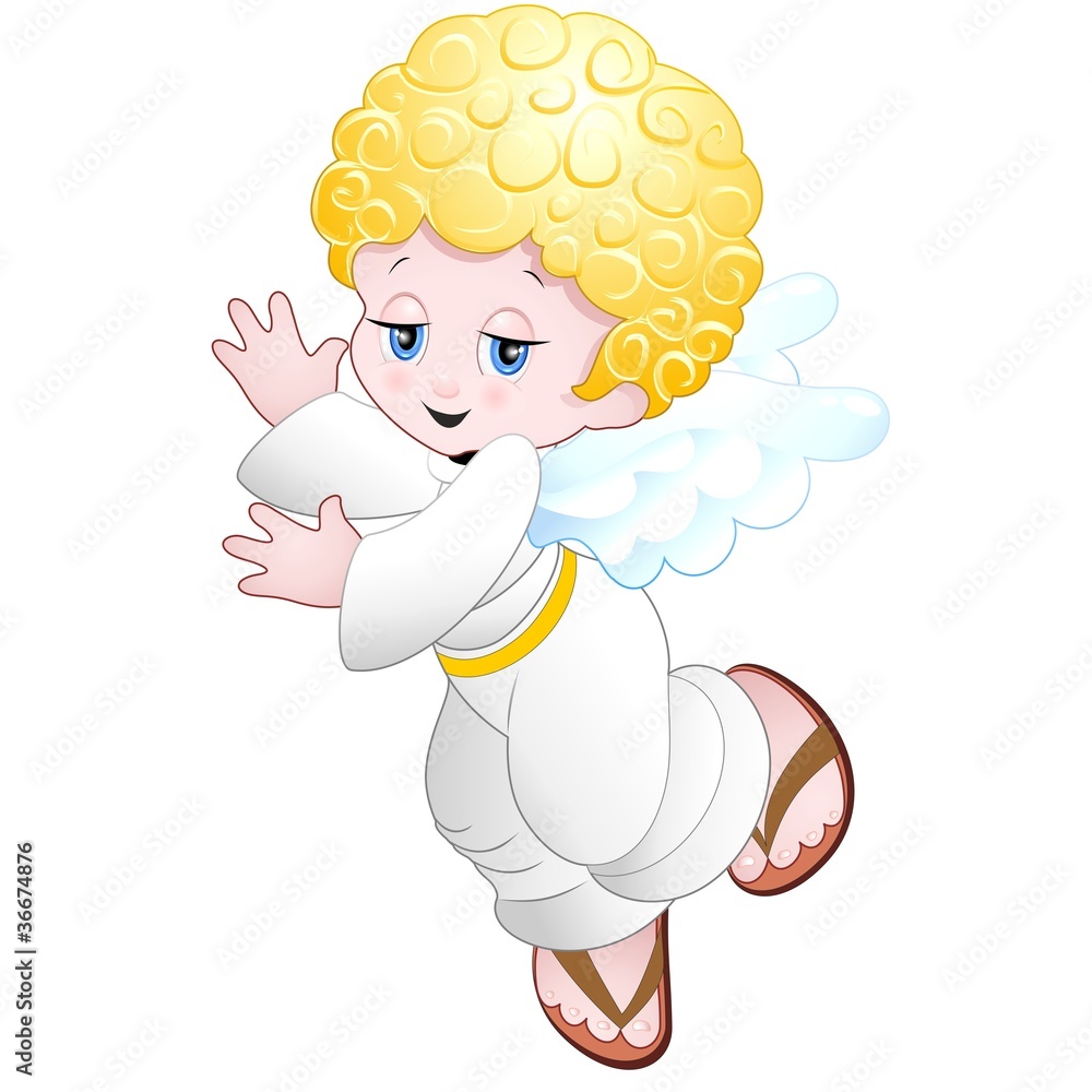 Angelo Angioletto Bambino-Baby Angel Cartoon-Vector Stock Vector | Adobe  Stock