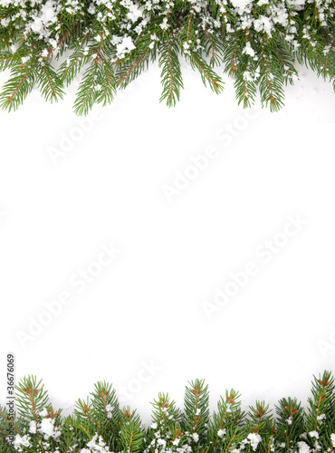 Christmas framework with snow isolated on white background